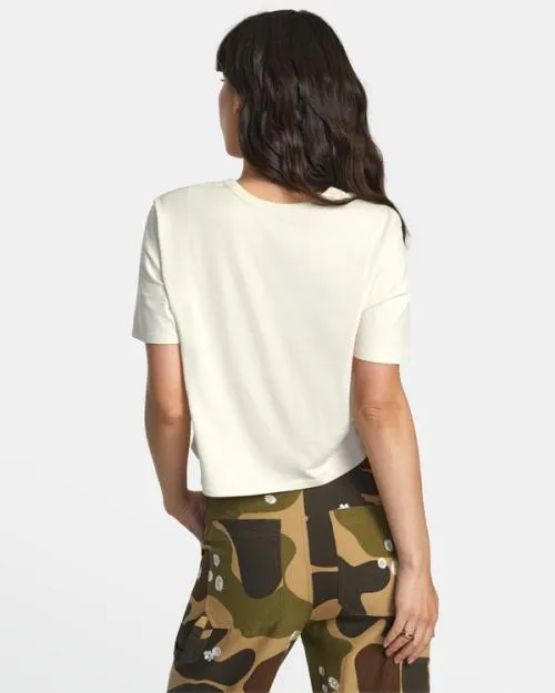 Rvca Recession Pocket TShirt Latte Women Tees and Tanks