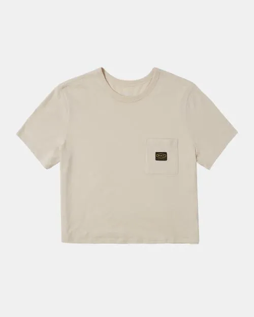 Rvca Recession Pocket TShirt Latte Women Tees and Tanks