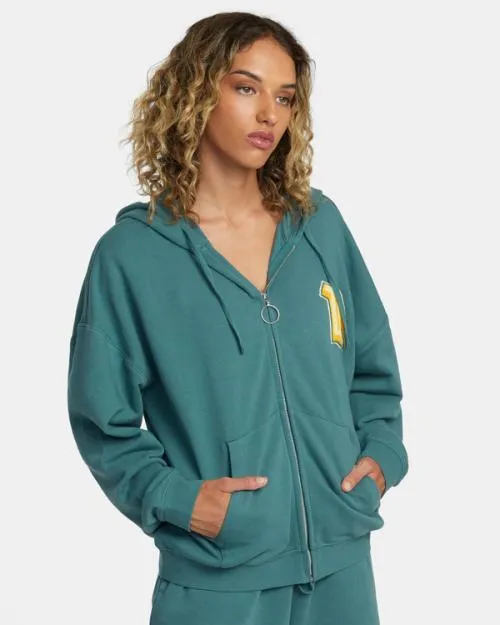 Rvca Rose Machado Thrift ZipUp Hoodie Teal WomenMen Hoodies and Sweatshirts