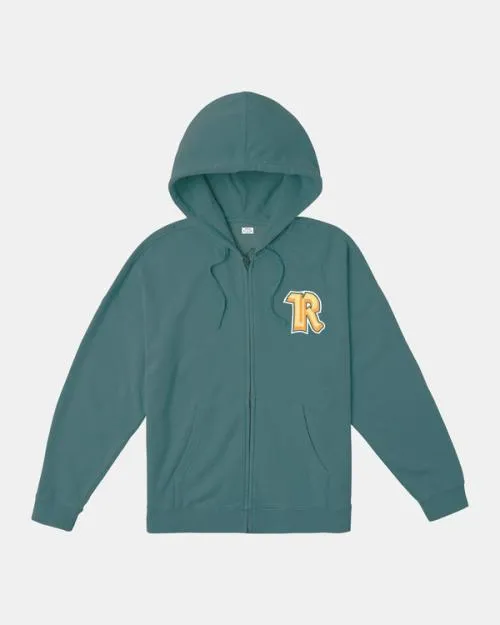 Rvca Rose Machado Thrift ZipUp Hoodie Teal WomenMen Hoodies and Sweatshirts