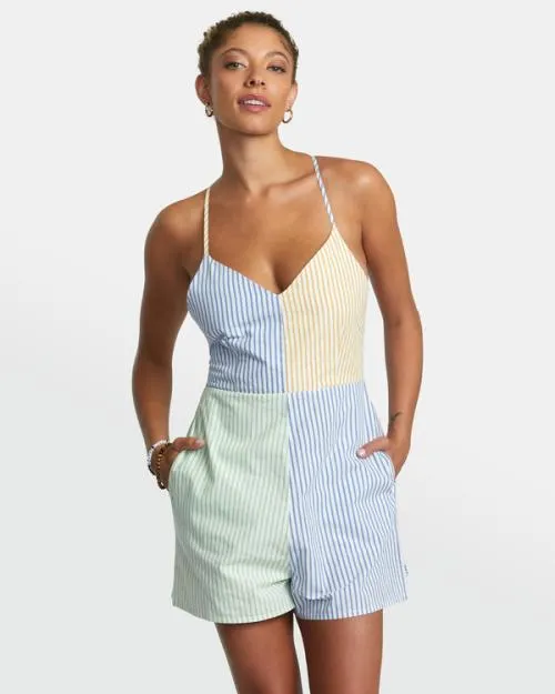 Rvca Saturday Romper Multi Women Dresses and Rompers