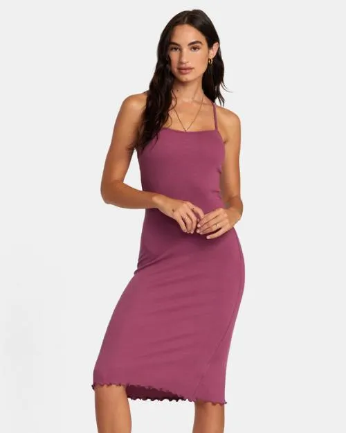 Rvca Slink Midi Dress Mulberry Women Dresses and Rompers