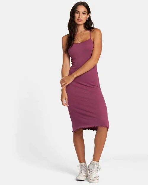Rvca Slink Midi Dress Mulberry Women Dresses and Rompers