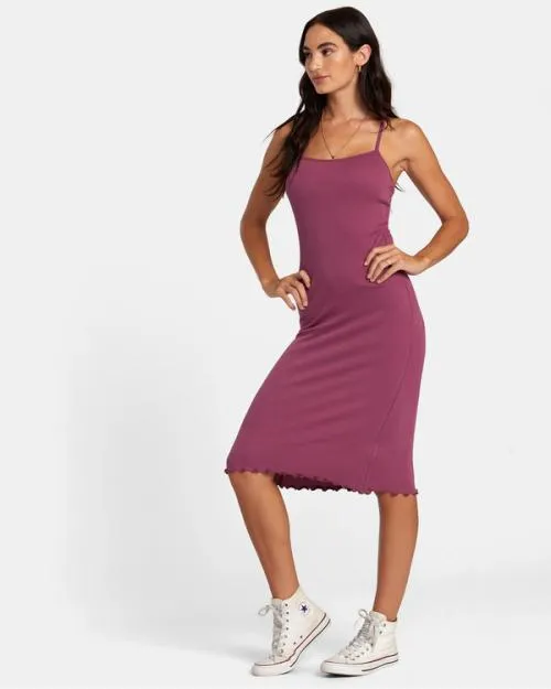 Rvca Slink Midi Dress Mulberry Women Dresses and Rompers