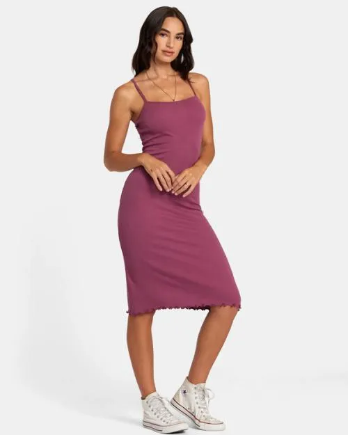 Rvca Slink Midi Dress Mulberry Women Dresses and Rompers