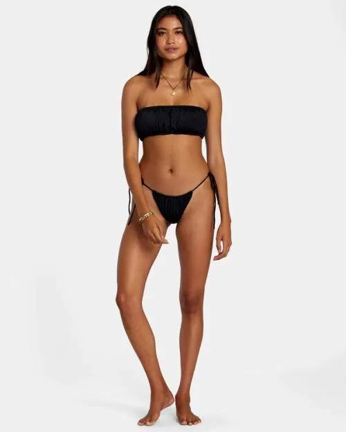 Rvca Solid 2Way Bandeau Bikini Top Black Women Bikini Tops