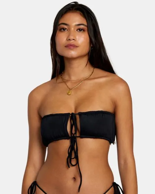 Rvca Solid 2Way Bandeau Bikini Top Black Women Bikini Tops