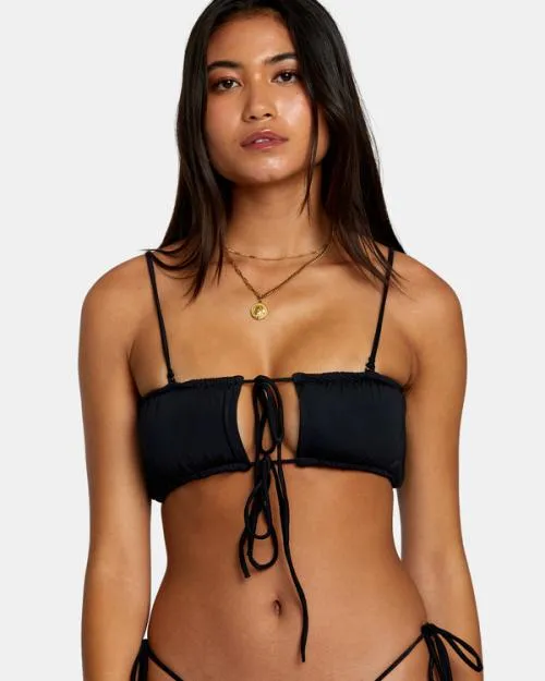 Rvca Solid 2Way Bandeau Bikini Top Black Women Bikini Tops