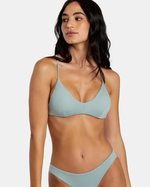 Rvca Solid Crossback Bikini Top Shale Women Bikini Tops