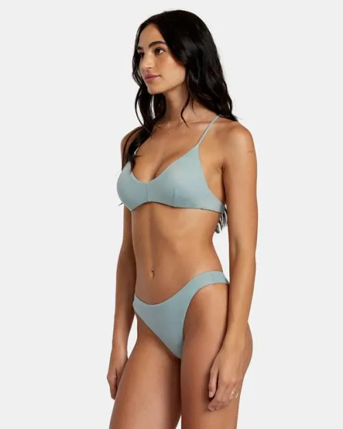 Rvca Solid Crossback Bikini Top Shale Women Bikini Tops