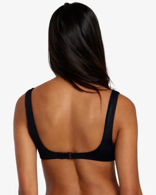 Rvca Solid Square Bralette Bikini Top Black Women Bikini Tops