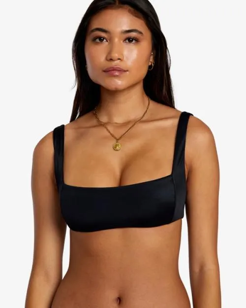 Rvca Solid Square Bralette Bikini Top Black Women Bikini Tops