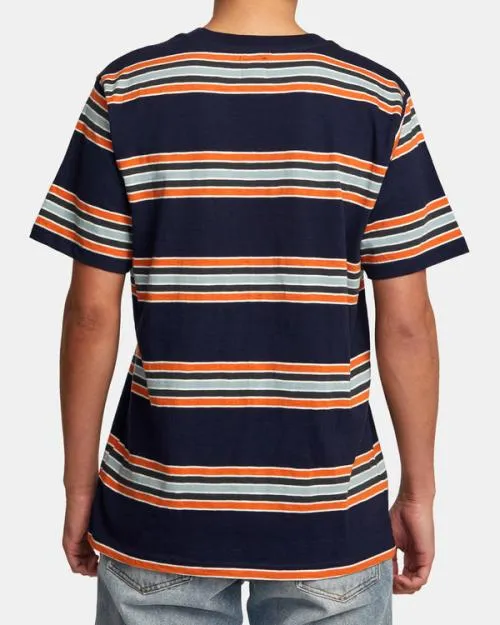 Rvca Somedays Stripe TShirt Navy Marine Men Short Sleeves