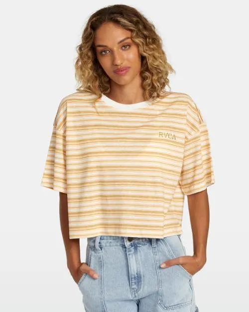 Rvca Sunrise Tee Vintage White Women Tees and Tanks