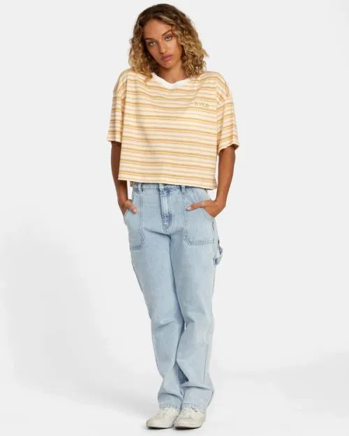 Rvca Sunrise Tee Vintage White Women Tees and Tanks