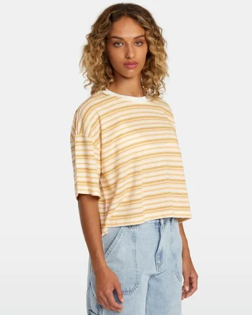 Rvca Sunrise Tee Vintage White Women Tees and Tanks
