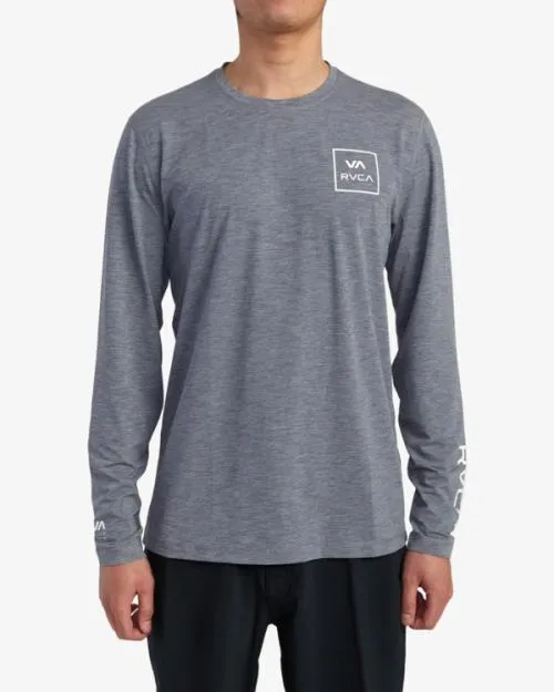 Rvca Surf Shirt Long Sleeve Surf Tee Heather Grey Surf Rashguards and Surf Tees