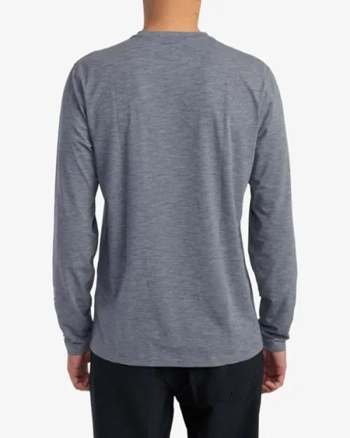 Rvca Surf Shirt Long Sleeve Surf Tee Heather Grey Surf Rashguards and Surf Tees