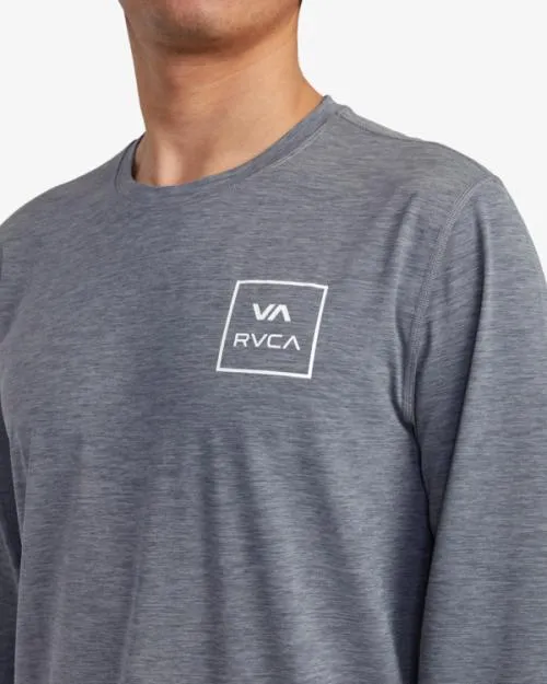 Rvca Surf Shirt Long Sleeve Surf Tee Heather Grey Surf Rashguards and Surf Tees