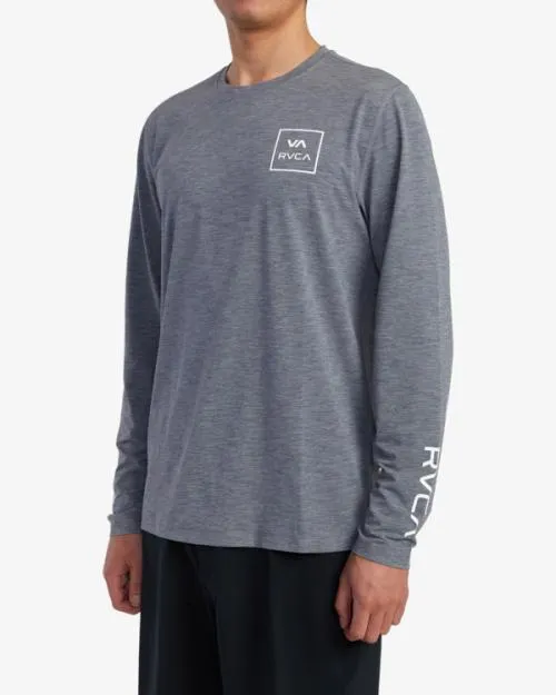 Rvca Surf Shirt Long Sleeve Surf Tee Heather Grey Surf Rashguards and Surf Tees