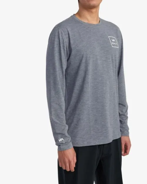 Rvca Surf Shirt Long Sleeve Surf Tee Heather Grey Surf Rashguards and Surf Tees