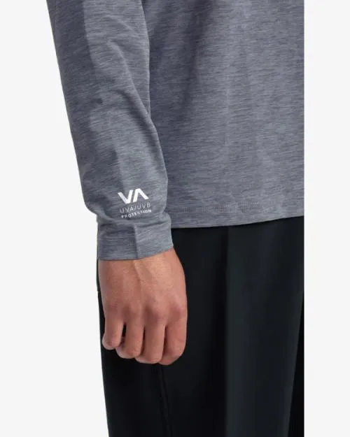 Rvca Surf Shirt Long Sleeve Surf Tee Heather Grey Surf Rashguards and Surf Tees