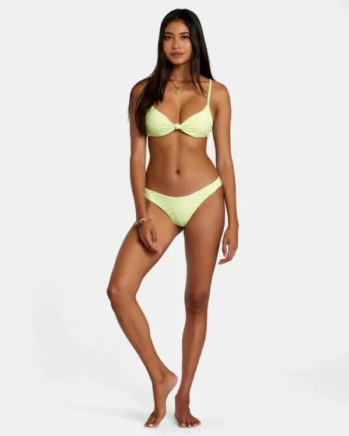 Rvca Swirl Grid Eco Rib Cheeky Bikini Bottoms Pink Women Bikini Bottoms