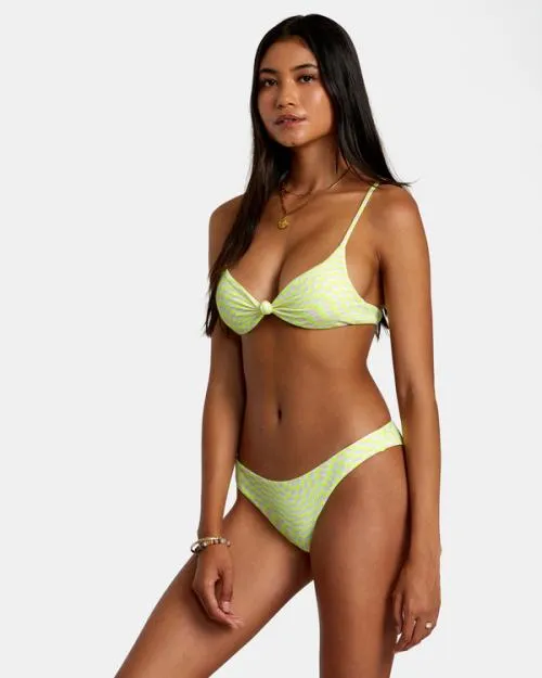Rvca Swirl Grid Eco Rib Cheeky Bikini Bottoms Pink Women Bikini Bottoms