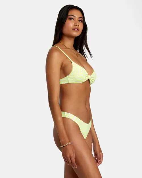 Rvca Swirl Grid Eco Rib Cheeky Bikini Bottoms Pink Women Bikini Bottoms