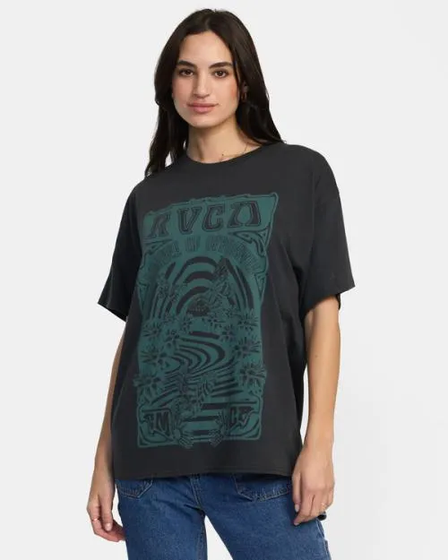 Rvca Swirl TShirt Washed Black Women Tees and Tanks