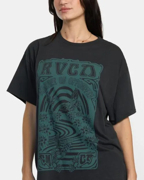 Rvca Swirl TShirt Washed Black Women Tees and Tanks