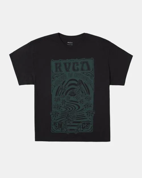 Rvca Swirl TShirt Washed Black Women Tees and Tanks