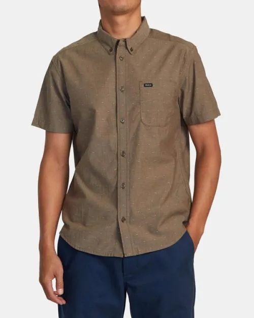 Rvca That039ll Do Dobby Short Sleeve Shirt Chocolate Men Shirts and Flannels