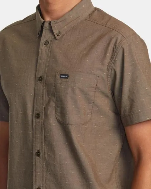 Rvca That039ll Do Dobby Short Sleeve Shirt Chocolate Men Shirts and Flannels