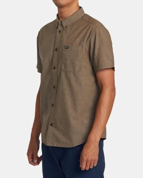 Rvca That039ll Do Dobby Short Sleeve Shirt Chocolate Men Shirts and Flannels