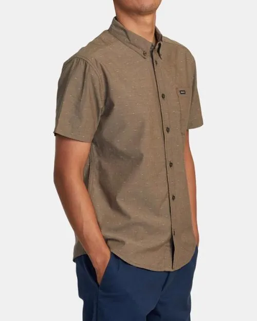 Rvca That039ll Do Dobby Short Sleeve Shirt Chocolate Men Shirts and Flannels