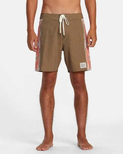 Rvca Two Harbors Trunk Elastic Waist Bombay Brown Men Boardshorts