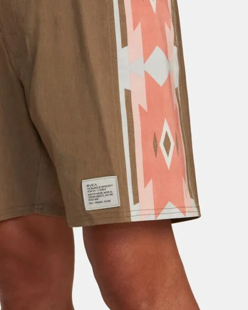 Rvca Two Harbors Trunk Elastic Waist Bombay Brown Men Boardshorts