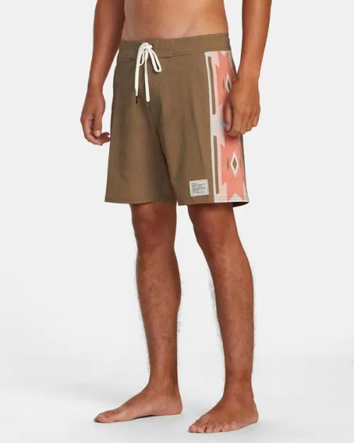 Rvca Two Harbors Trunk Elastic Waist Bombay Brown Men Boardshorts