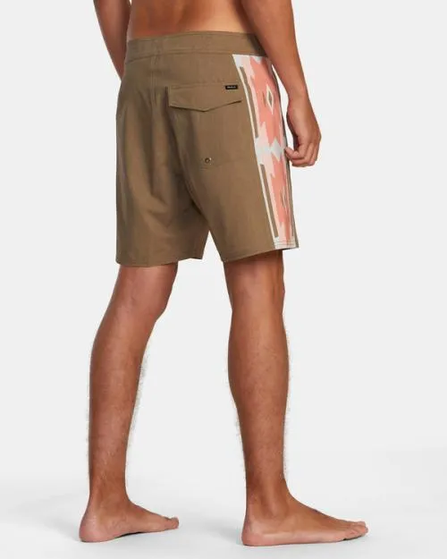 Rvca Two Harbors Trunk Elastic Waist Bombay Brown Men Boardshorts