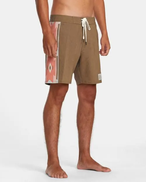 Rvca Two Harbors Trunk Elastic Waist Bombay Brown Men Boardshorts