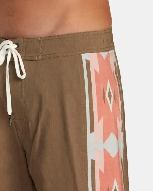 Rvca Two Harbors Trunk Elastic Waist Bombay Brown Men Boardshorts