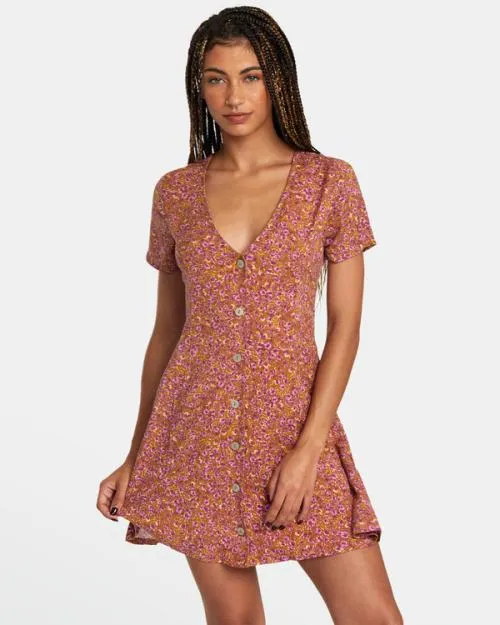 Rvca Understated Mini Dress Workwear Brown Women Dresses and Rompers