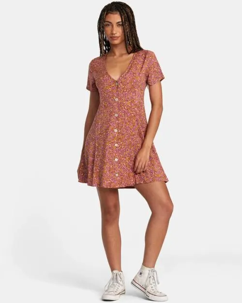 Rvca Understated Mini Dress Workwear Brown Women Dresses and Rompers