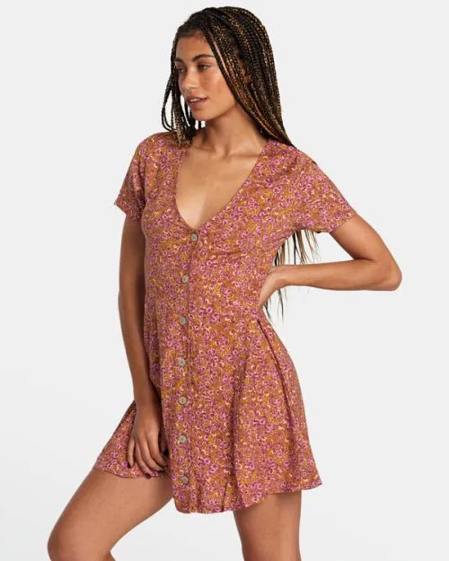 Rvca Understated Mini Dress Workwear Brown Women Dresses and Rompers