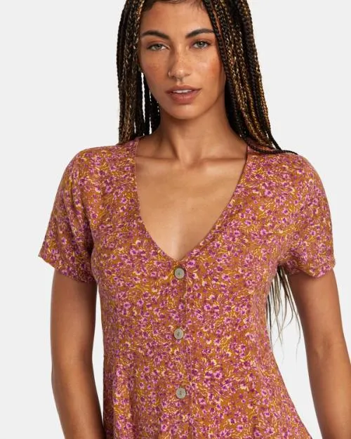 Rvca Understated Mini Dress Workwear Brown Women Dresses and Rompers