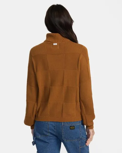 Rvca Vineyard Turtleneck Sweater Workwear Brown Women Sweaters