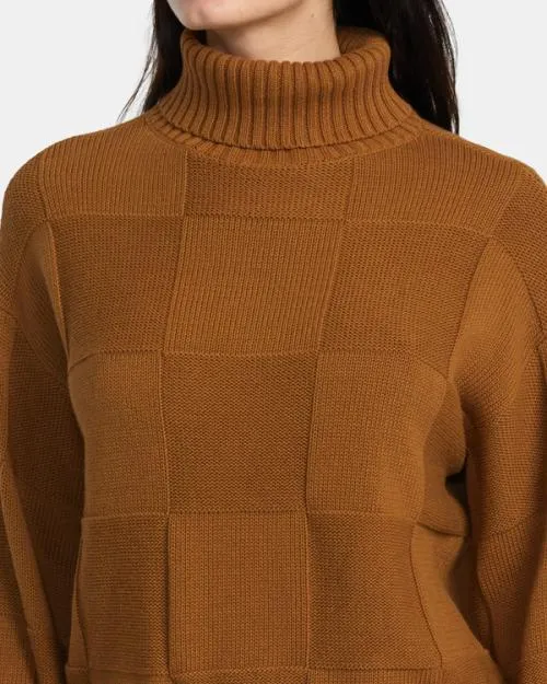 Rvca Vineyard Turtleneck Sweater Workwear Brown Women Sweaters