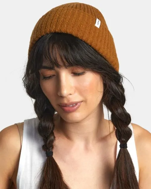 Rvca Warm Eyes Beanie Workwear Brown Women Hats
