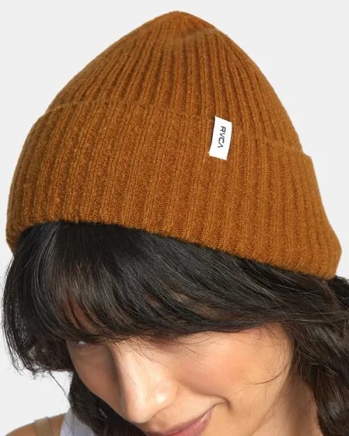 Rvca Warm Eyes Beanie Workwear Brown Women Hats